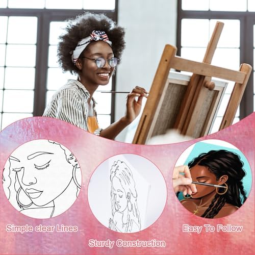 8 Pack Pre Drawn Canvas Painting Kits for Adults Sip and Paint Kit Pre Stretched Canvases Painting Party Supplies for Beginner Artists (Pray Girl, 8 x 10 Inches) - Image 3