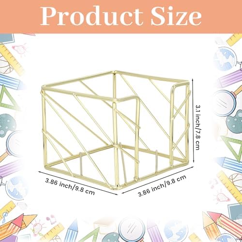 Sticky Note Holder 3.8x3.8 Inches, Gold Desk Accessories - Image 2