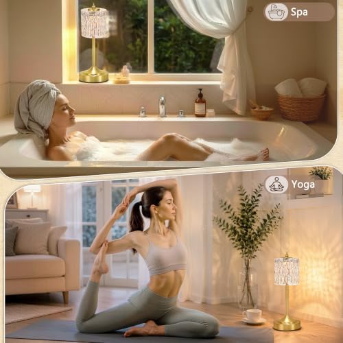 Cordless Table Lamp, 5200mAh Rechargeable Clear Glass Touch Lamp - Image 6