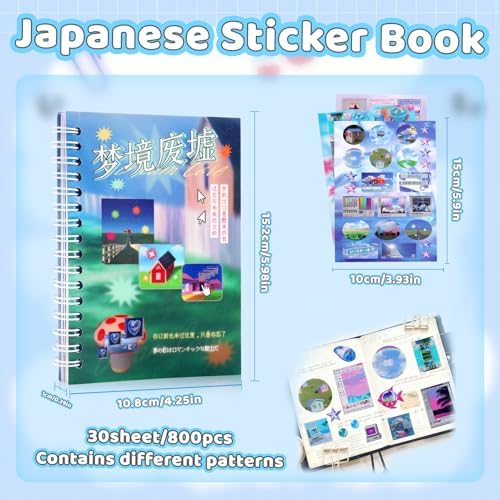 800Pcs Japanese Sticker Book for Journaling Adult, Cute Scrapbook Stickers - Image 6