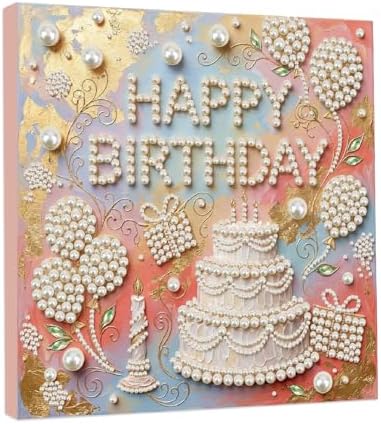 ARTopet DIY Pearl Painting Kit with Frame 9.84x9.84IN Birthday Theme Gemstone Diamond Dots Beads Art Craft for Adult Beginners Display Tabletop Wall Mounting Home Decor-Birthday0 by ARTopet