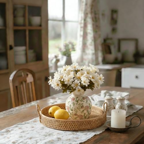 SIDUCAL Ceramic Vintage Vase, 5.83 Inch Retro Ice Cracked Chinoiserie Floral Vase, Rustic Farmhouse Vases for Home Decor, Bookshelf, Garden, Chinoiserie Decor, Tuscan Decor, Red Rose Pattern - Image 7