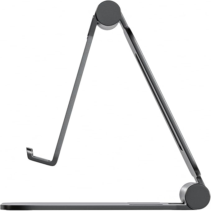 Cell Phone Stand for Desk Phone Holder Foldable Portable Adjustable Cradle Dock Compatible with iPhone 15 14 13 Pro Max, iPhone 12 11 Plus SE XS XR 8 7, Office Desk Travel Accessories, Black