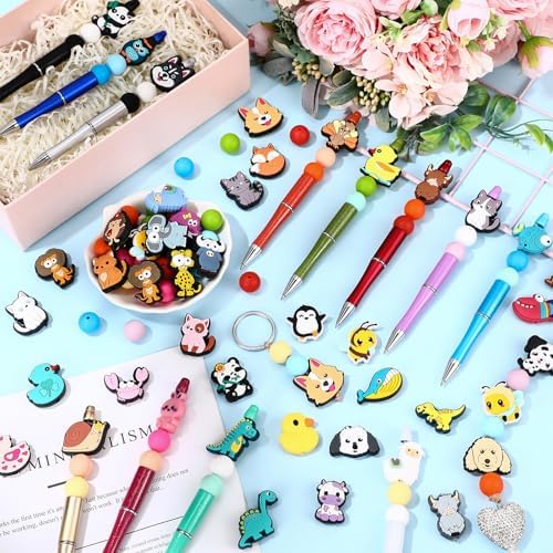 Humyoun 122 Pcs Beadable Pen DIY Kit with Silicone Beads, Stylish Style - Image 5