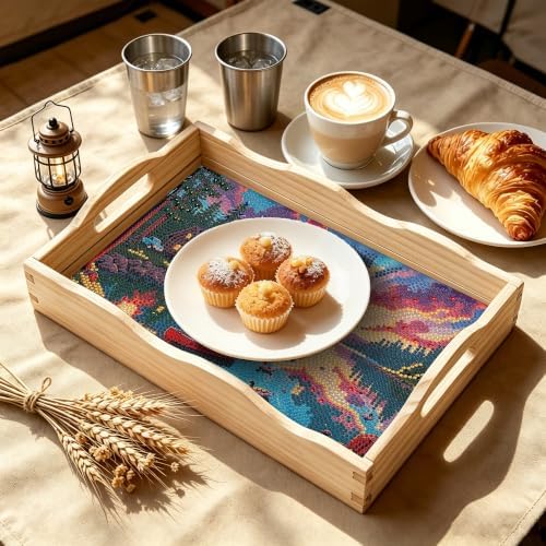 Scenery Diamond Art Tray Wooden Serving Tray with Handles Decor 7.8×11.8 in - Image 4