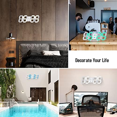 3D LED Digital Wall Clock, 9.7" RGB Neon Alarm Clock, 7 Colors - Image 2