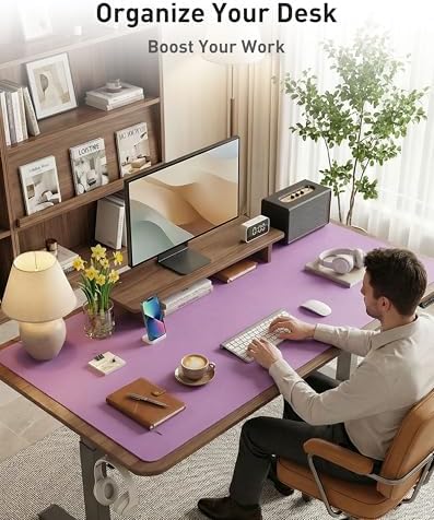 Aothia Faux Leather Desk Mat - Large Mouse Pad, Non-Slip PU Leather Blotter, Waterproof Writing Surface for Office and Home (Iris Violet, 40" x 24") - Image 3