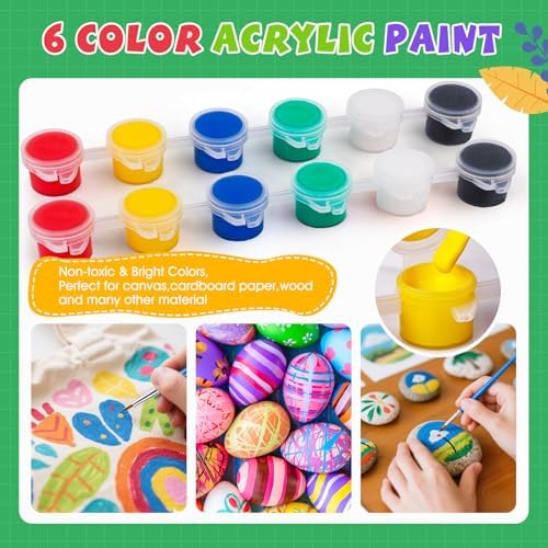 ESRICH 24 Set Mini Acrylic Paint Kit, 5in Mini Canvas with 7.5in Easel - Image 5