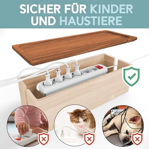 NATURE SUPPLIES Set of Two Natural Wood Cable Management Box, Large and Medium Cord Organizer to Hide Wires and Power Strips for TV, Desk, Computer, Router, Cable Storage and Cord Organization - Image 3