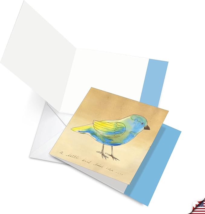 The Best Card Company - 12 Beautiful Blank Note Cards Bulk (4 x 5.12 Inch) (4 Designs, 3 Each) - Watercolor Tweets MQ4633OCB-B3x4