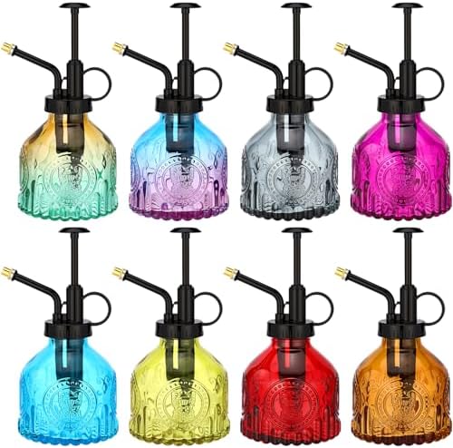 Zopeal 8 Pcs Glass Plant Mister Spray Bottle 200ml Vintage Plant Spritzer Multicolor Succulent Watering Bottle Watering Can 6.4'' with Plastic Top Pumps for Indoor Outdoor Garden Plants(Black) by Zopeal