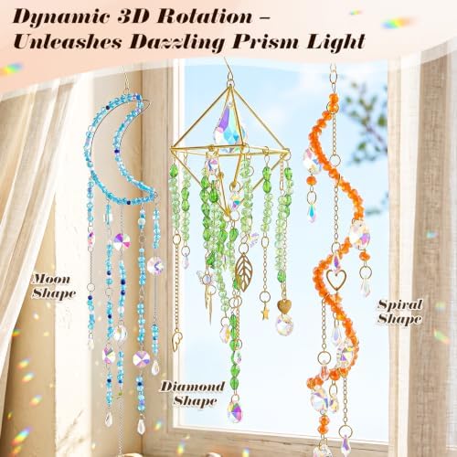 730PCS DIY Suncatcher Kit for Adults – 3D Spiral Suncatcher with Colorful AB Beads & Pendants, Rainbow Maker for Window Hanging Indoor/Outdoor Home Decor - Image 3
