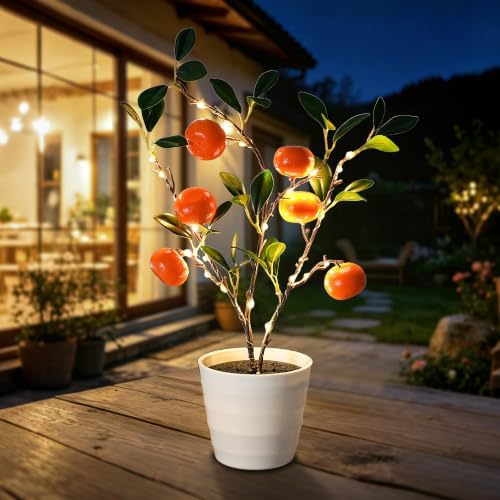 LED Orange Tree Lamp, 20.4" Lighted Artificial Orange Plant with Warm Glow - Image 3