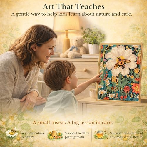 DIAMONDOUBLE Premium Diamond Art Kit for Adults on Velvet Canvas, 12x16 5D Full Drill Small Diamond Painting Kit for Beginners, Bee & Flower Hand-Drawn Design with Mixed Acrylic Round & Mini Diamonds - Image 6