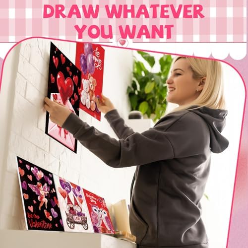 Blosssound 10 Set Valentine's Day Pre Printed Canvas Heart Pre Drawn Canvas Painting with Easel Kits 5" x 7" Outline Painting Panels for Beginners, DIY Craft Project, Home Decors - Image 4