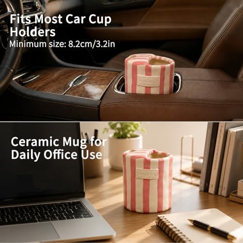 Ceramic Coffee Mug with Sip Hole, 12oz To Go Ceramic Mug Striped - Image 6