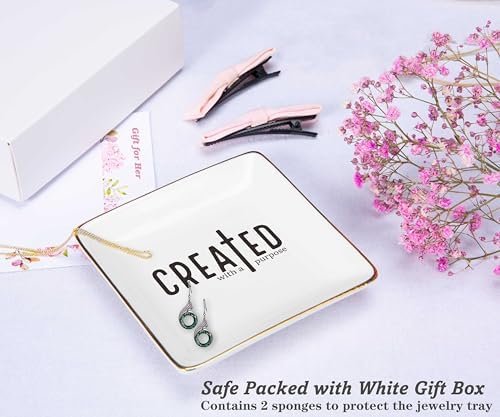 NZY Affirmations Birthday Christmas Gift for Woman,Christian Scripture Religious Bible Verse Reminder Gifts,Inspirational Present,Ceramic Jewelry Tray Trinket Holder Ring Dish-Created With A Purpose - Image 2