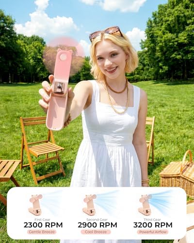 FrSara Portable Handheld Mini Fan, 2000mAh Rechargeable Personal Desk Fan - Image 4