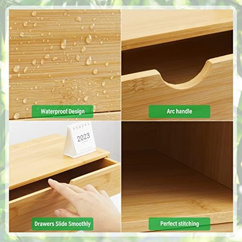 Charmewooden Bamboo Desk Organizer With Drawers Countertop Drawers Counter Storage Box Corner Desk Organizer for Home Office No Assembly Required - Image 5