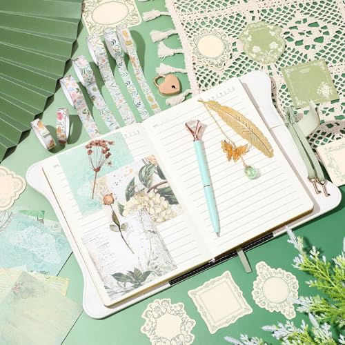 Janlaugh DIY Journal Diary with Lock Pack Scrapbook Kit, Light Green, Fresh - Image 4