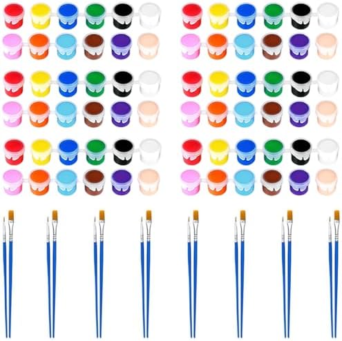 8 Pack Mini Acrylic Paint Set, 12 Colors Washable Acrylic Paint Strips with 16Pcs Painting Brushes for Kids&Adults Paint, 112 PCS Kids Painting Kit for Birthday Party Favor, Classroom, Art Gift by Celepen