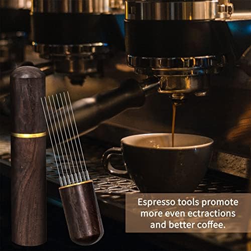 Espresso Coffee Stirrer 8 Needles 0.4mm Espresso Distribution Tools, Natural Wood Handle and Stand - Image 4