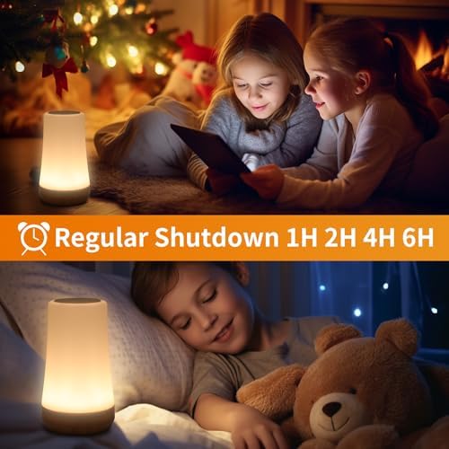 OORUN Touch Bedside Table Lamp,13 RGB Colors & 5 Brightness, USB Rechargeable Desk Lamp, Remote Control Dimmable Light with RGB Color Changing,Portable Lamp for Baby (F9) - Image 6
