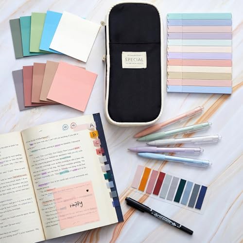 Jutom 39 Pcs Aesthetic Book Annotation Kit,Black,Cute Style - Image 6