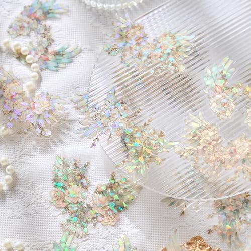 40Pcs Large Gilt Flower Wings Stickers for Scrapbooking,Self-Adhesive Floral WingsStickers Scrapbook Supplies Journaling Stickers for Water Bottle Adult Card Making Letters DIY Cards Decoration - Image 5