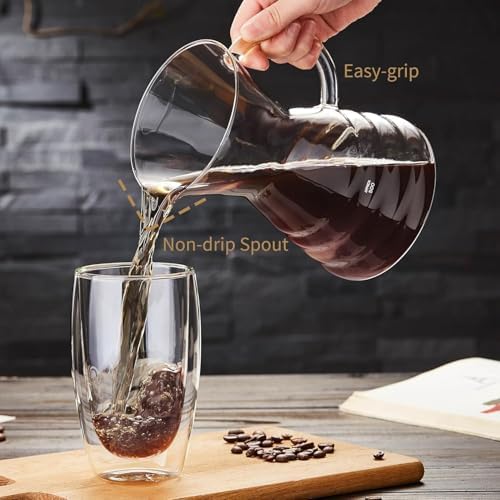 Unbreakable - 18 Pack Pour Over Coffee Maker with Permanent Stainless Filter 27 fl oz, Thickened Heat-Resistant Borosilicate Glass Dripper Coffee Brewer, Stovetop Safe - Image 4