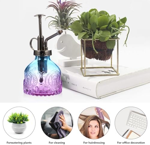 UPKOCH Vintage Glass Watering can Indoor Houseplant Watering can for Succulents Orchids Bonsai Small Plants Precise Spray Bottle for Indoor Outdoor Use 6.33 X 2.95 X 2.95 in - Image 6