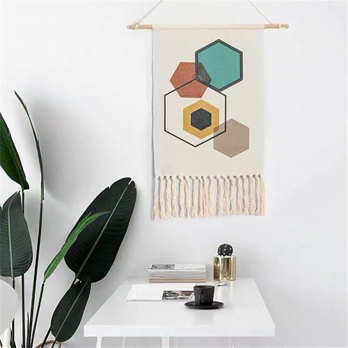 BMIDRUT Macrame Woven Wall Hanging Tapestry Home Decor Boho Bohemian Wall Art for Home Apartment Dorm Room Backdrop 20x35 Inch