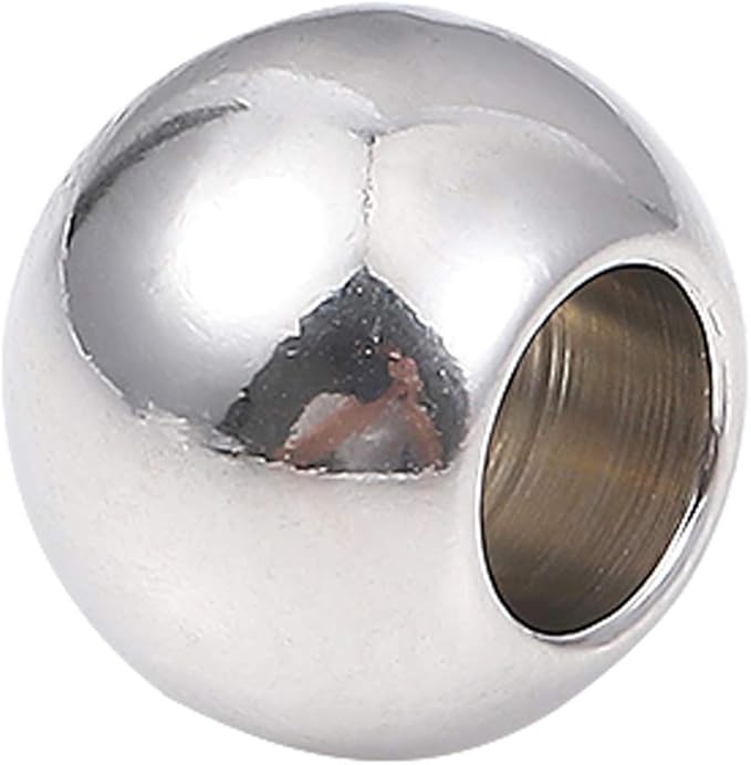 Stainless Steel Spacer Beads 10x8mm Round Loose Charm Caps Beads for DIY Jewelry Making 20pcs with 4.5mm Hole