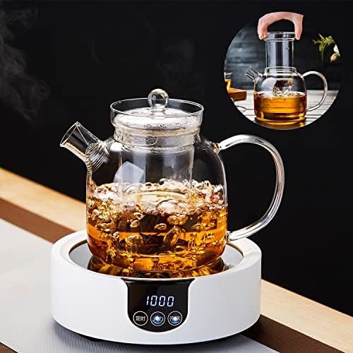 Glass Teapot,1000ml/34oz Borosilicate Glass Teapot with Removable Infuser, Stovetop Safe Tea Kettle,Blooming and Loose Leaf Tea Maker - Image 6