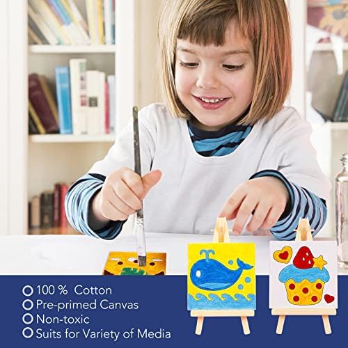ESRICH Mini Stretched Canvas 12 Pack 4x4inch, 2/5''Profile Art Primed Canvases for Painting, 100% Cotton Small Professional Stretched Canvas for Kids and Art Supplies,for Acrylics,Oils&Other Painting. - Image 7