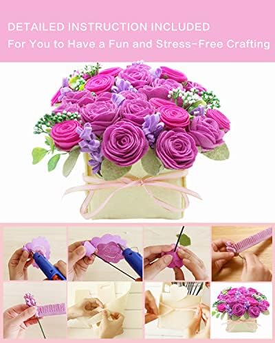 BAZIMA DIY Felt Flower Art Craft Kit - Felt Rose and Lavender Kit, Floral Gifts - Arrange Pre-Cut Flowers and Foliage - Image 5