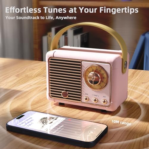 Retro Bluetooth Speaker Pink Speaker Birthday Gifts for Teen Girls,Women - Image 3
