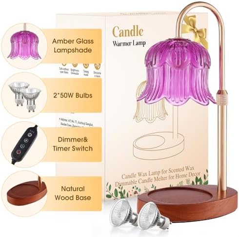Candle Warmer Lamp Adjustable Timer Electric－Purple Flower-Shaped Wax lamp - Image 2