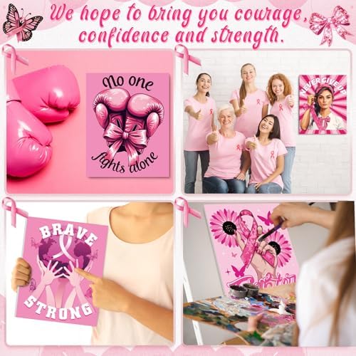 Sherr 140 Pcs 20 Set Pre Drawn Canvas Painting Kit, Breast Cancer Awareness - Image 5
