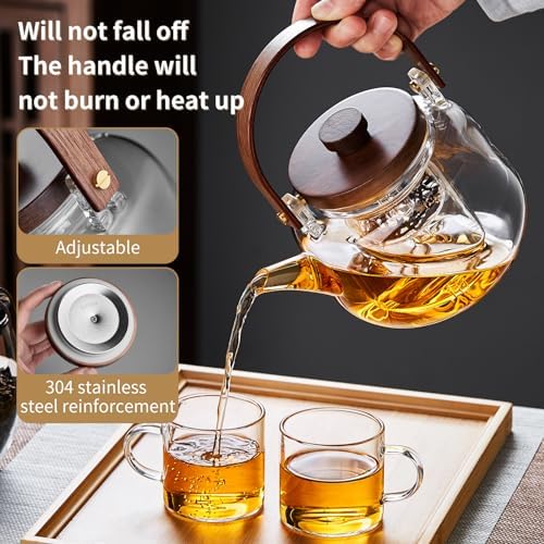 Glass Teapot with Infuser 1100ml/37.2 fl oz, Heat Borosilicate Glass Tea Pot with Infuser for Loose Leaf Tea, Stovetop Safe - Image 5