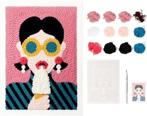Punch Needle Kit for Adults Beginners, Complete DIY Punch Needle Embroidery Starter Kit with Pre-Printed Pattern, Yarn and Tools, Handmade Wall Art Craft Gift (Pink) by Unknown