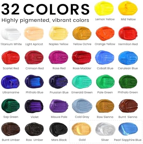 ARTALLY Acrylic Paint Set for Adults & Kids, 67 Pcs Canvas Painting Kits, 32 Colors Acrylic Paint (22ML),Table Easel,Brushes,Canvas, Art Painting Supplies Kit for Students,Artists,Beginners - Image 3