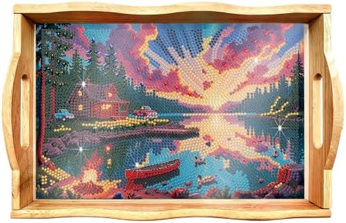 Scenery Diamond Art Tray Wooden Serving Tray with Handles Decor 7.8×11.8 in by EWJRNSFDiamondPainting