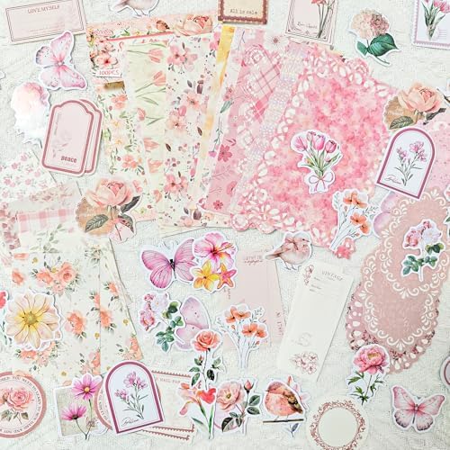 120Pcs Floral Journal Supplies Kit,Vintage Scrapbook Papers Stickers - Image 2