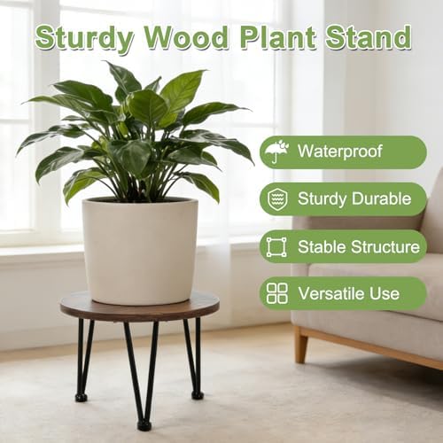 Vigordream Metal Plant Stand Indoor, Heavy Duty Wood Single Planter Holder - Image 5