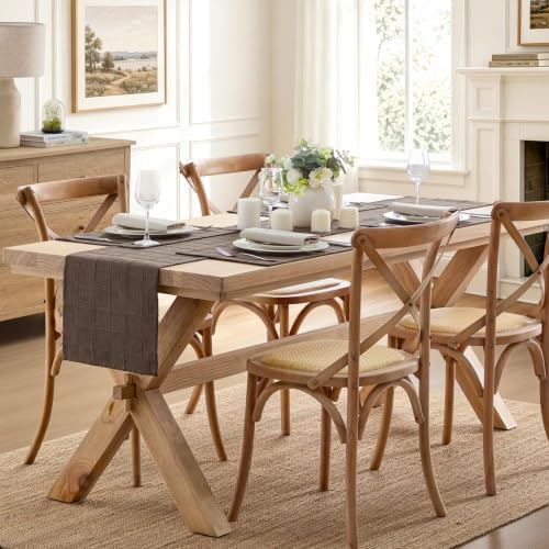 ZeeMart Linen Checked Farmhouse Table Runner, 13x36 Inches Chocolate - Image 3