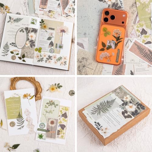 RISYPISY 100Pcs Floral Scrapbook Supplies Kit for Junk Journal - Image 7