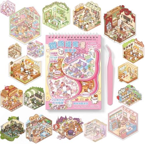 3D Miniature Room Sticker Book, Pink by KernoKost
