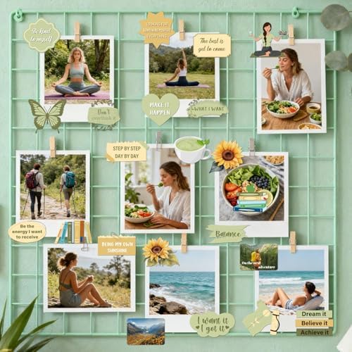 Green Vision Board Stickers - 50 Pcs Travel Planner Waterproof Supplies Kit for Adults Women Girls Forest Tree Inspirational Aesthetic Mental Health Decals for Kindle Book Scrapbooking Journal - Image 2