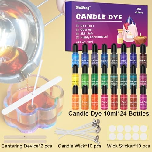 Candle Dye - 24 Colors Liquid Candle Making Dye for DIY candle making supplies Kit, Food Grade Ingredients Oil-Based Candle Coloring for Soy Wax Dyes, Beeswax, Gel Wax, Paraffin Wax - Each 0.35oz/10ml - Image 6